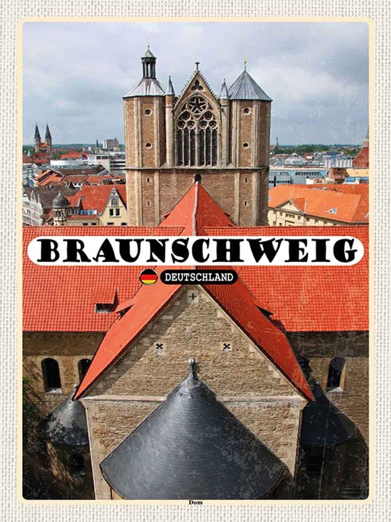Holzschild 40x30 cm Braunschweig Dom Kirche Bildmotiv Reisemotiv Europa