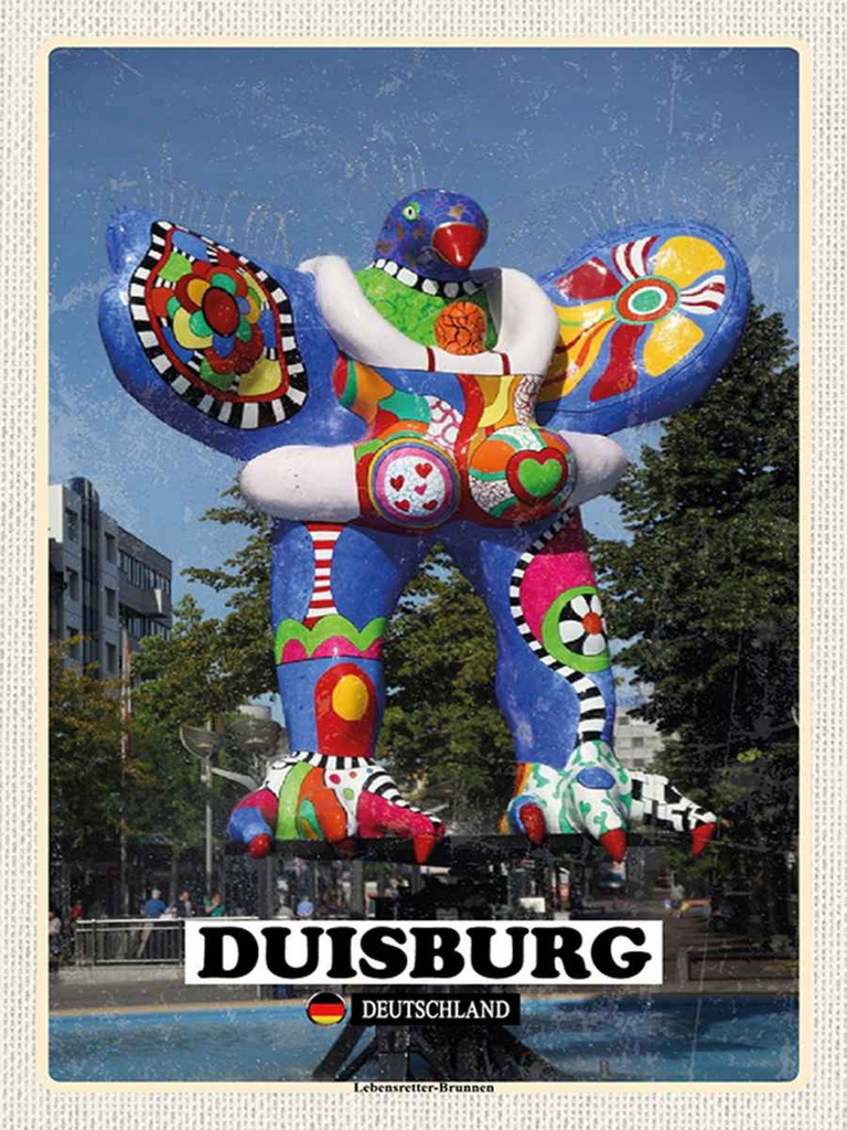 Holzschild 40x30 cm Duisburg Lebensretter-Brunnen Straße Stadt