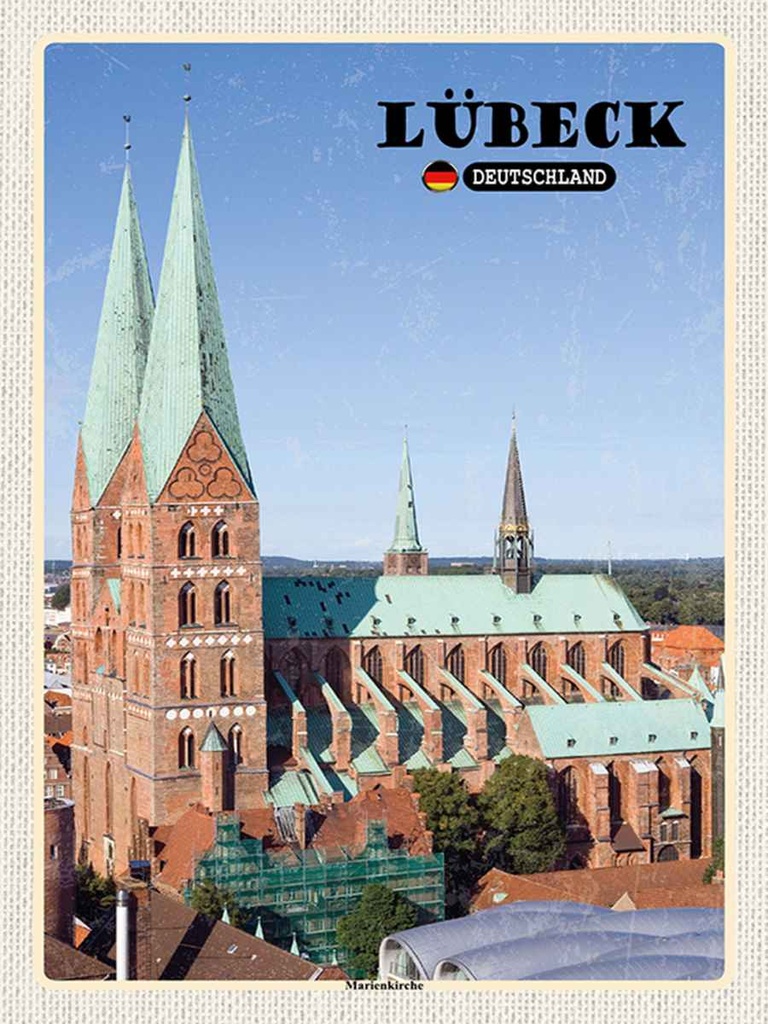 Holzschild 40x30 cm Lübeck Deutschland Marienkirche Bildmotiv Reisemotiv