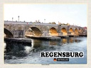 Holzschild 30x40 cm Regensburg Steinerne Brücke Fluss Bildmotiv Reisemotiv Europa
