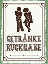Holzschild 40x30 cm Getränke Rückgabe grün Warnschild Hinweisschild