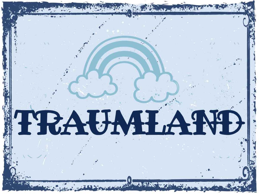 Holzschild 30x40 cm Traumland blau Regenbogen Dekoration