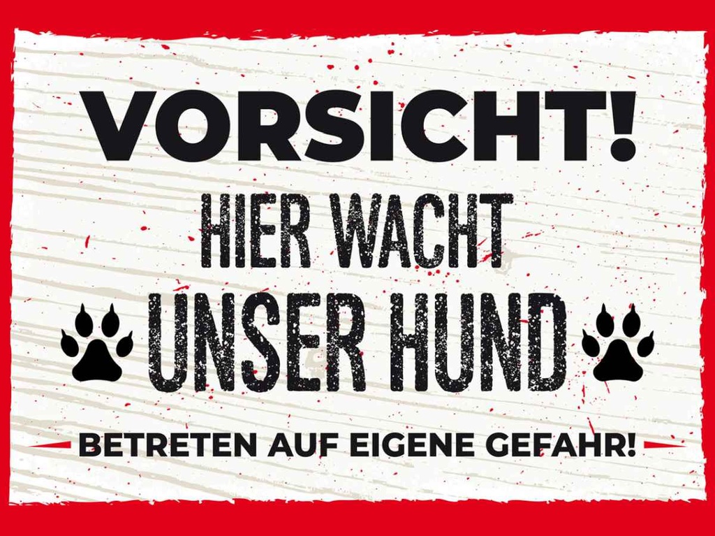 Holzschild 30x40 cm Vorsicht! Hier wacht uner Hund! Warnschild Hinweisschild