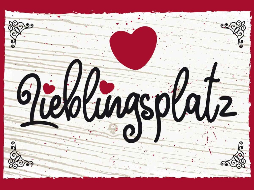 Holzschild 30x40 cm Lieblingsplatz Herz rot Dekoration