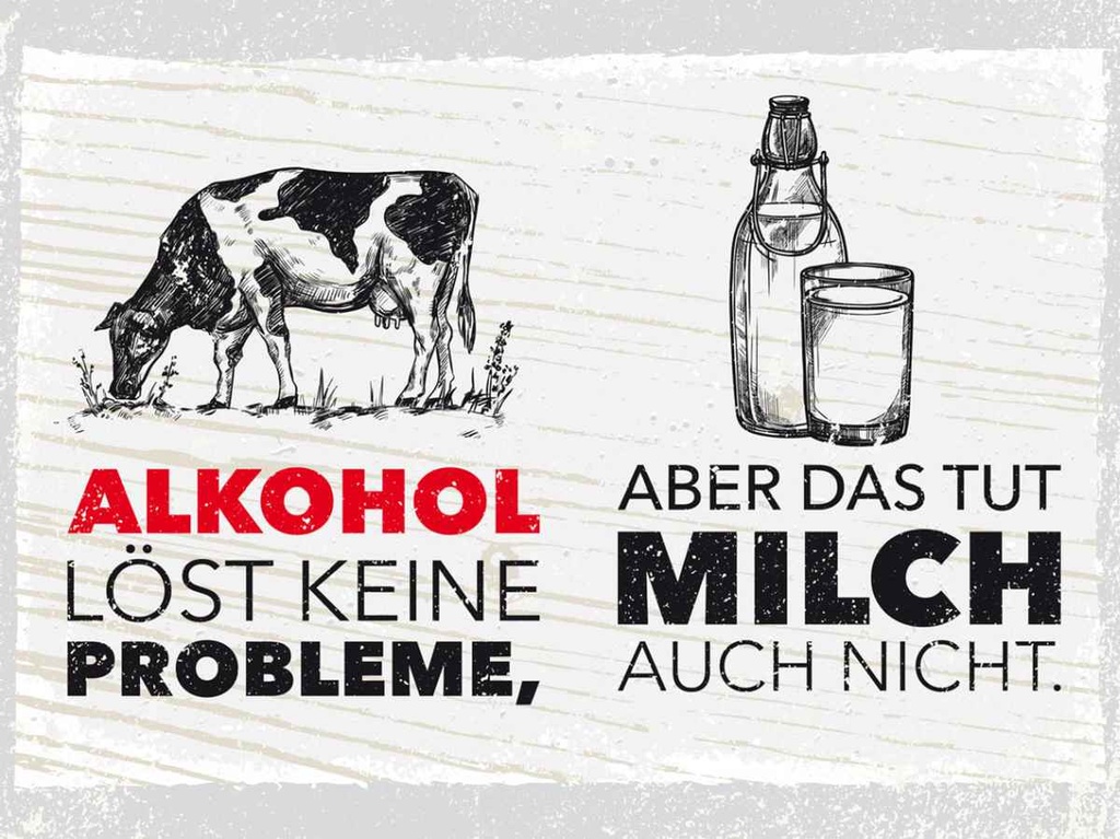 Holzschild 30x40 cm Alkohol löst keine Probleme Essen Trinken