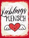 Holzschild 40x30 cm Lieblingsmensch Herz Engel rot Dekoration