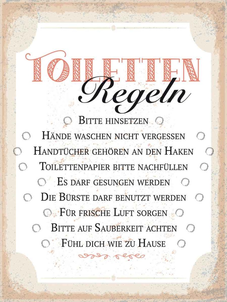 Holzschild 40x30 cm Toiletten Regeln bitte hinsetzen Warnschild Hinweisschild