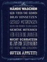 Holzschild 40x30 cm Hände waschen kein toben blau Warnschild Hinweisschild