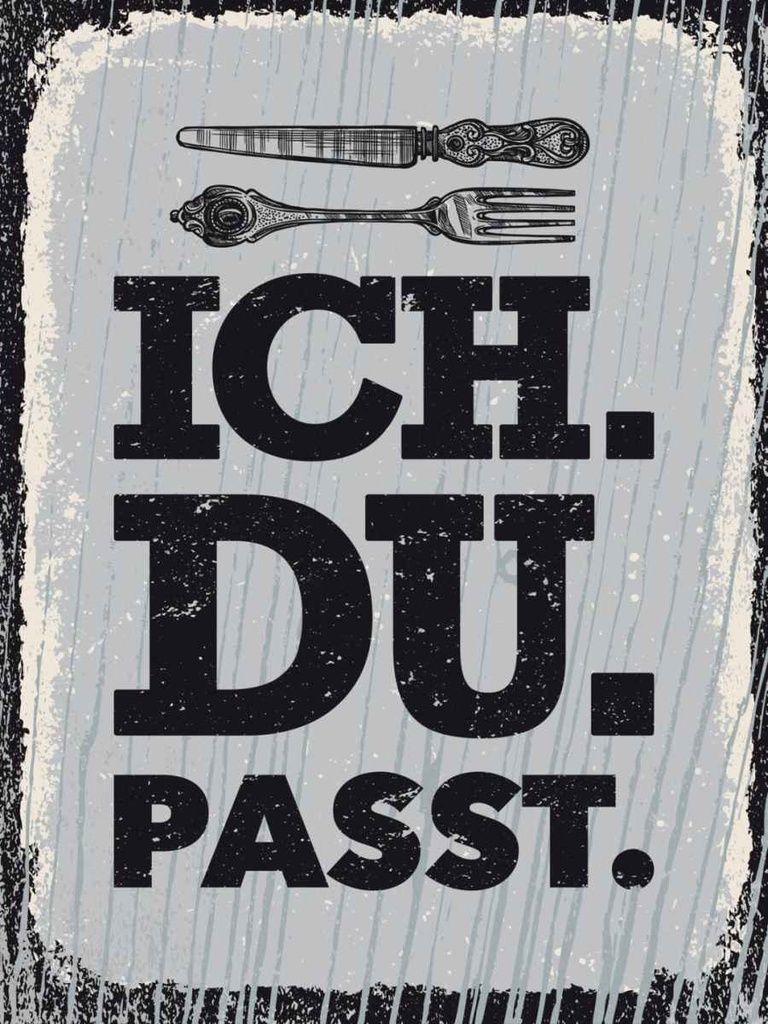 Holzschild 40x30 cm Ich Du Passt weiß schwarz Dekoration