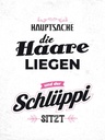 Holzschild 40x30 cm Hauptsache Haare liegen Schlüppi Spruch Zitat