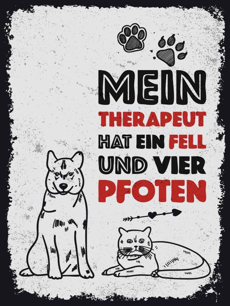 Holzschild 40x30 cm Tiere Mein Therapeut 4 Pfoten Tier Haustier