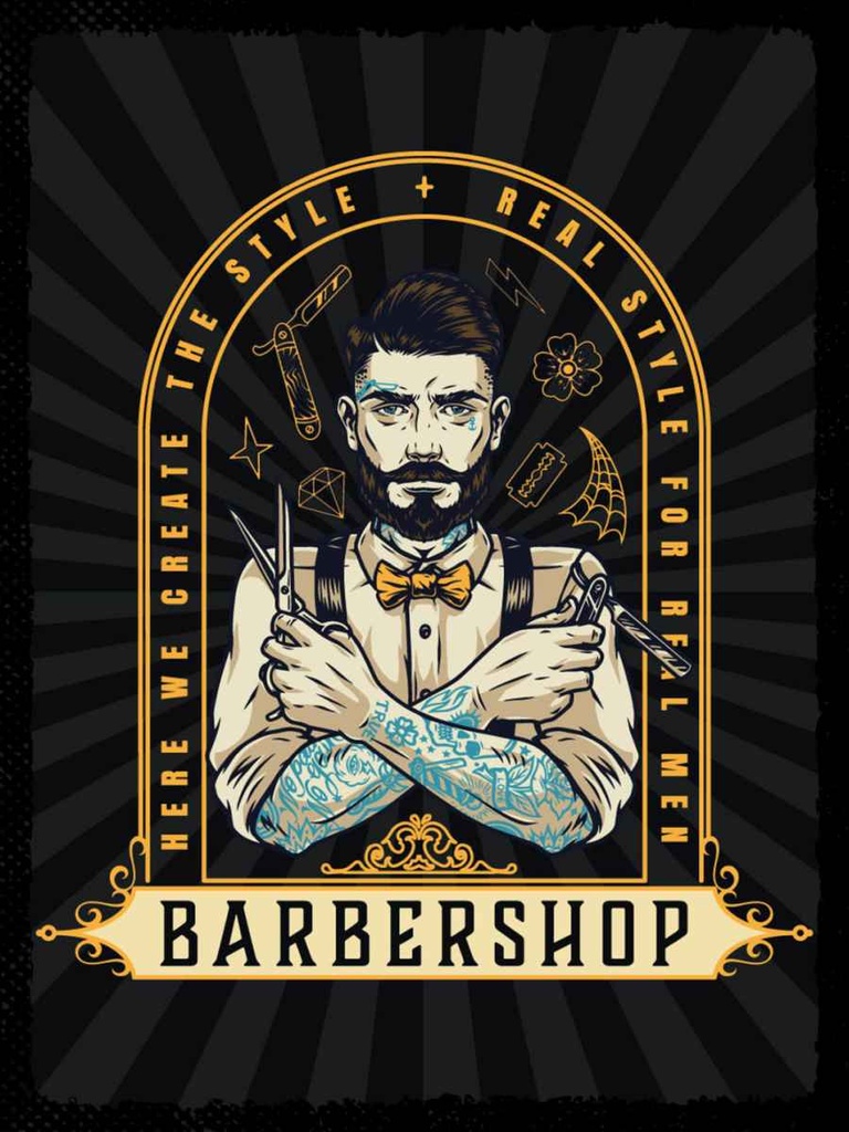 Holzschild 40x30 cm Barbershop Here we greate Style