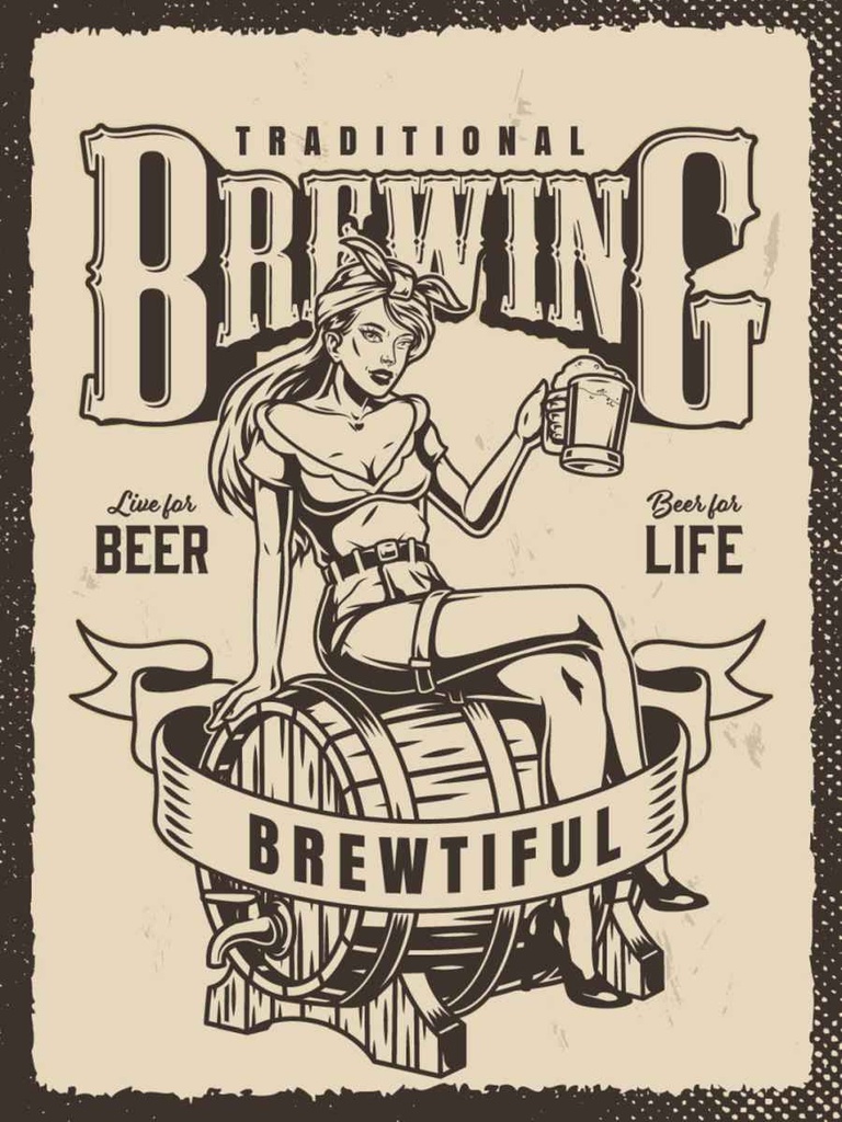 Holzschild 40x30 cm Traditional Brewing live for Beer Dekoration