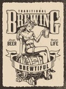 Holzschild 40x30 cm Traditional Brewing live for Beer Dekoration