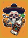 Holzschild 40x30 cm Totenkopf Tequila Alkohol Essen Trinken