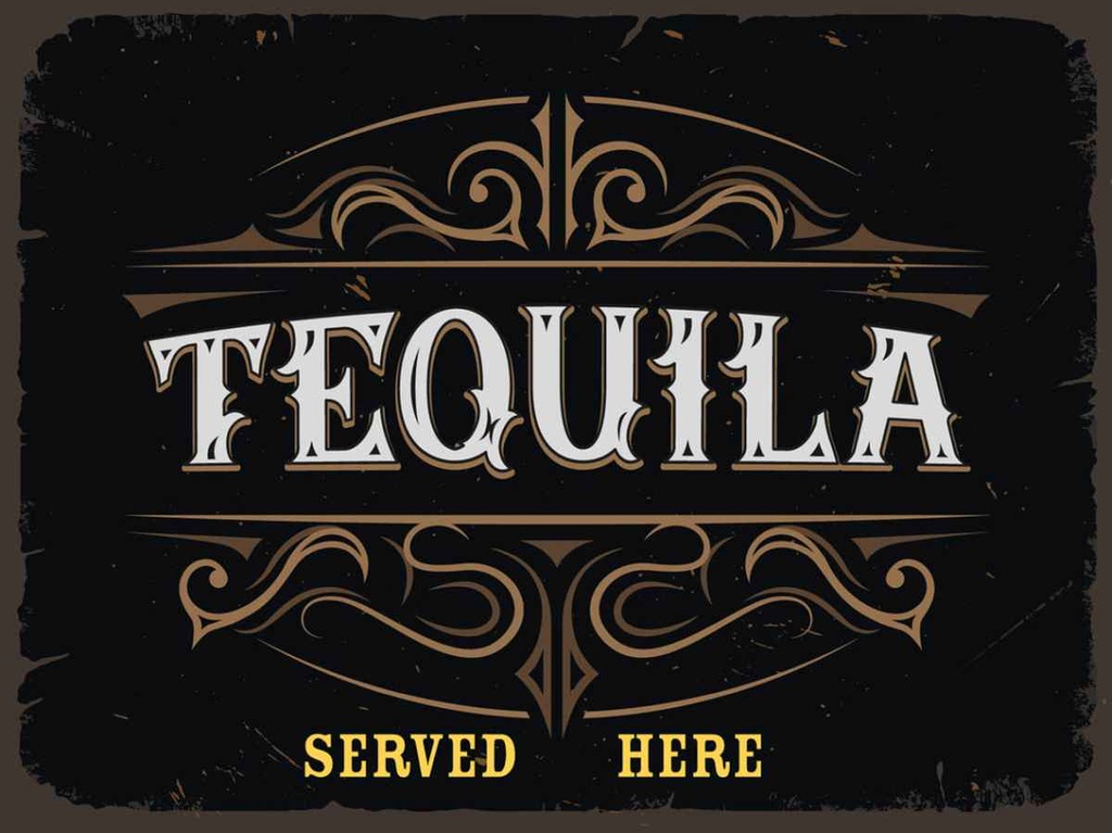 Holzschild 30x40 cm Alkohol Tequila served here Essen Trinken