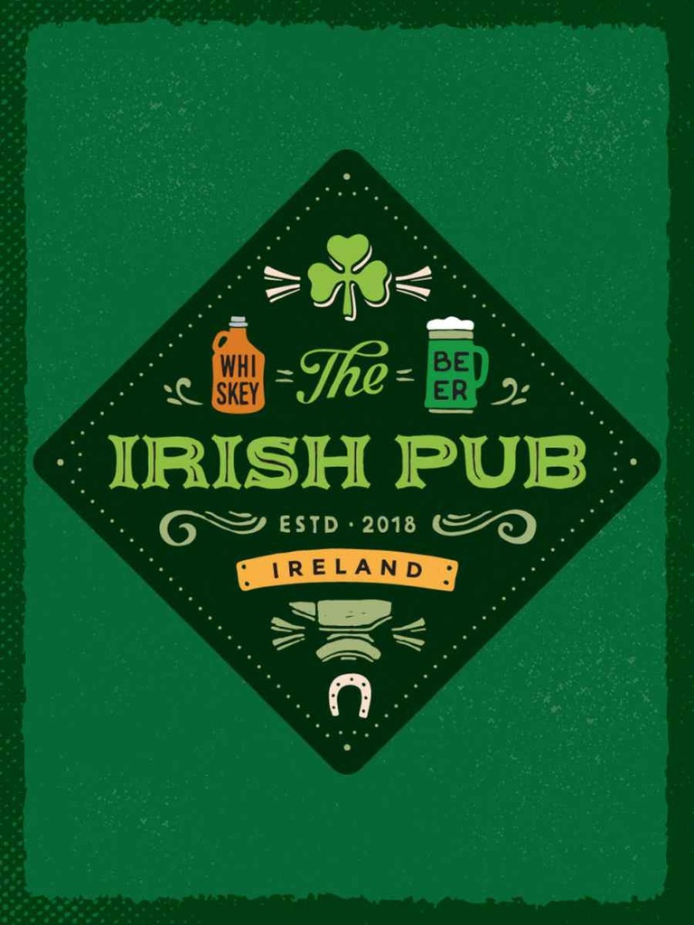 Holzschild 40x30 cm Ireland Irish Pub Whiskey Beer Essen Trinken