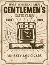 Holzschild 40x30 cm Whiskey Cigars elite club real men Essen Trinken