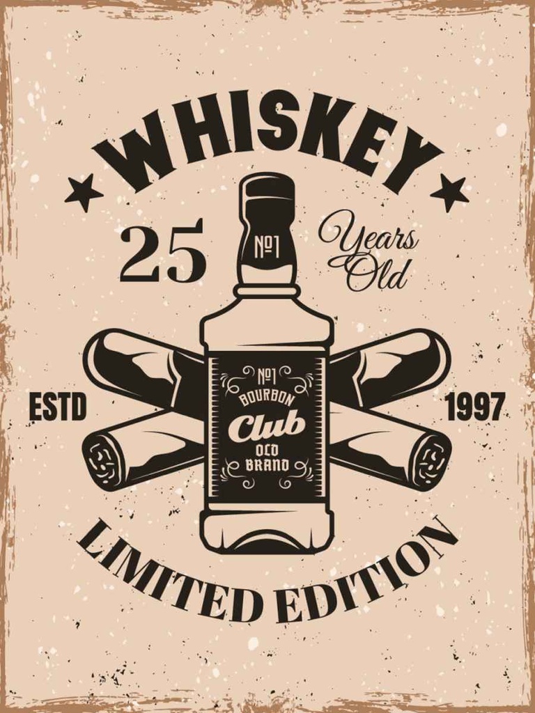 Holzschild 40x30 cm Whiskey 25 years Limited Edition Essen Trinken