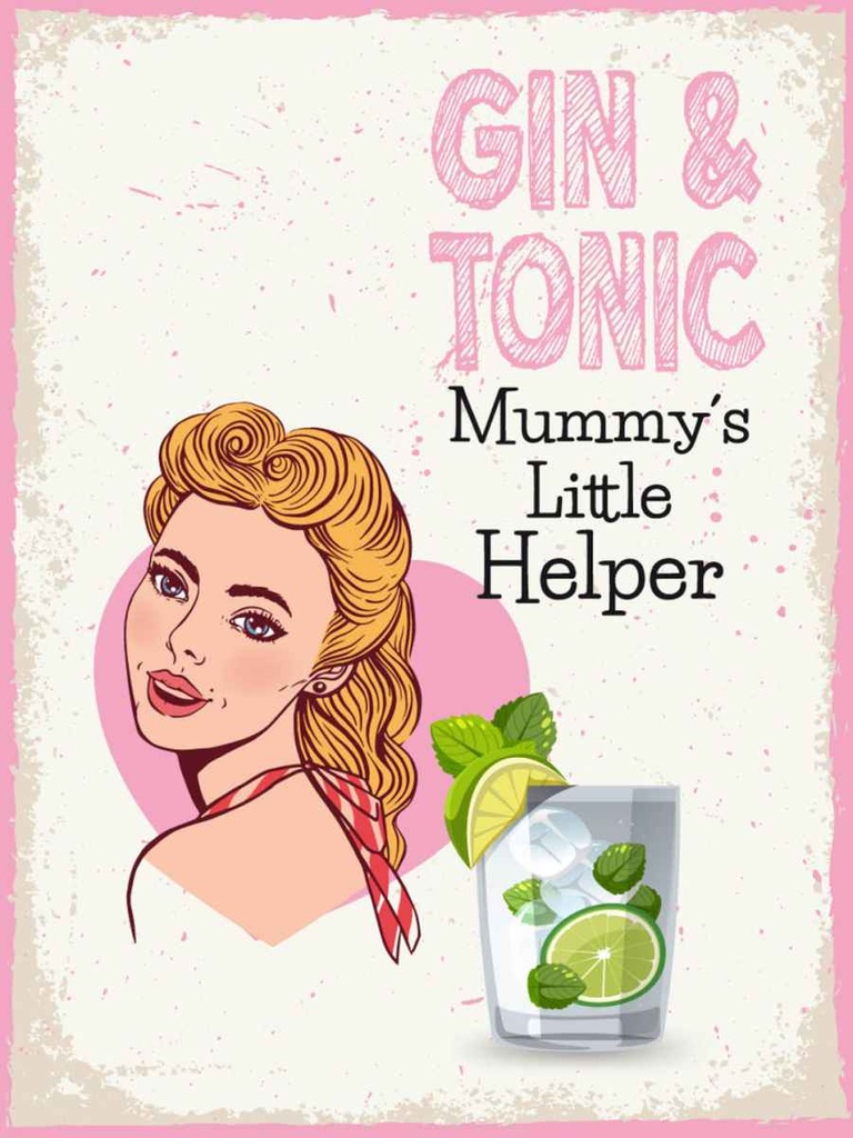Holzschild 40x30 cm Gin & Tonic Mummy`s little Helper Essen Trinken