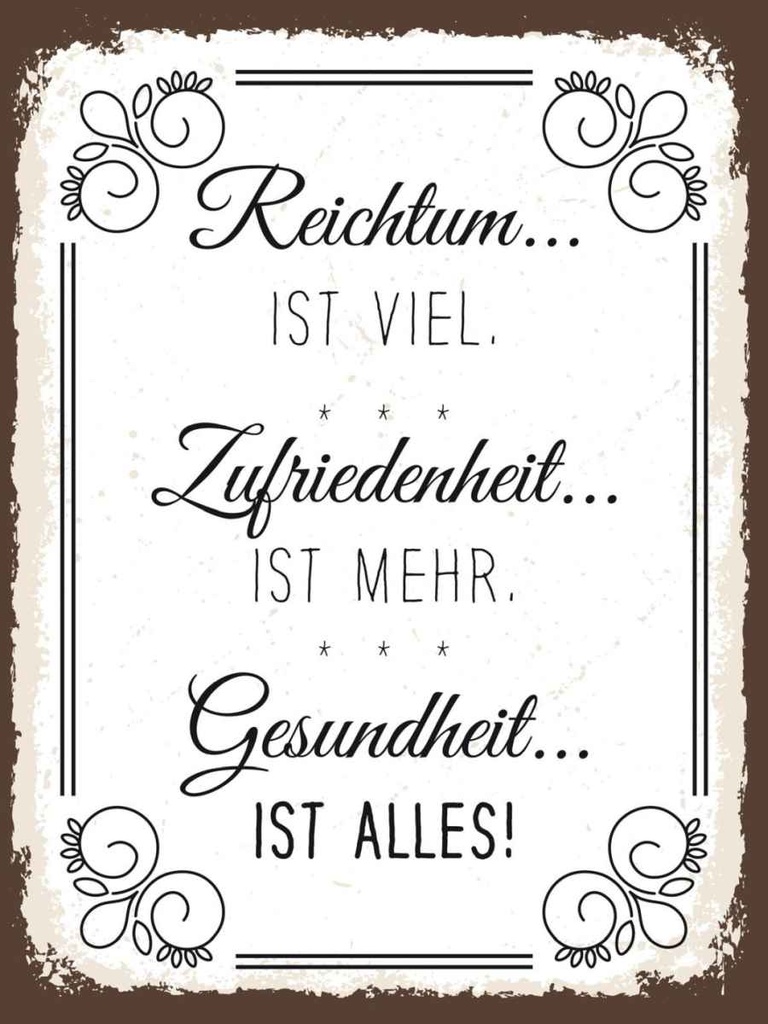 Holzschild 40x30 cm Reichtum viel Zufriedenheit mehr Spruch Zitat