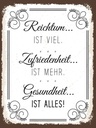 Holzschild 40x30 cm Reichtum viel Zufriedenheit mehr Spruch Zitat
