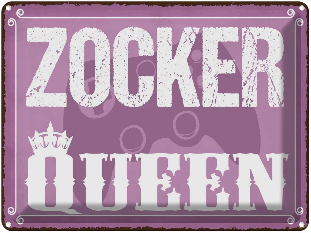 Blechschild 30x40 cm Zocker Queen Konsole Dekoration
