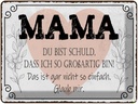 Blechschild 30x40 cm Mama du schuld ich so großartig Spruch Zitat