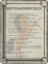 Blechschild 40x30 cm Reitbahnregeln wer Reithalle Dekoration Spruch Zitat
