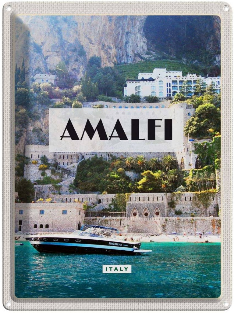 Blechschild 40x30 cm Amalfi ItalyTouristik Bildmotiv Reisemotiv Abenteuer Reisen Europa Urlaub
