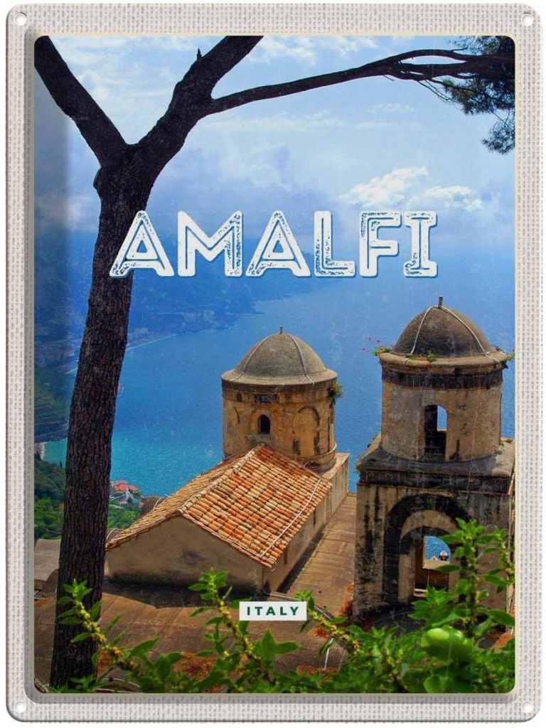 Blechschild 40x30 cm Amalfi ItalyTouristik Bildmotiv Reisemotiv Abenteuer Reisen Europa Urlaub