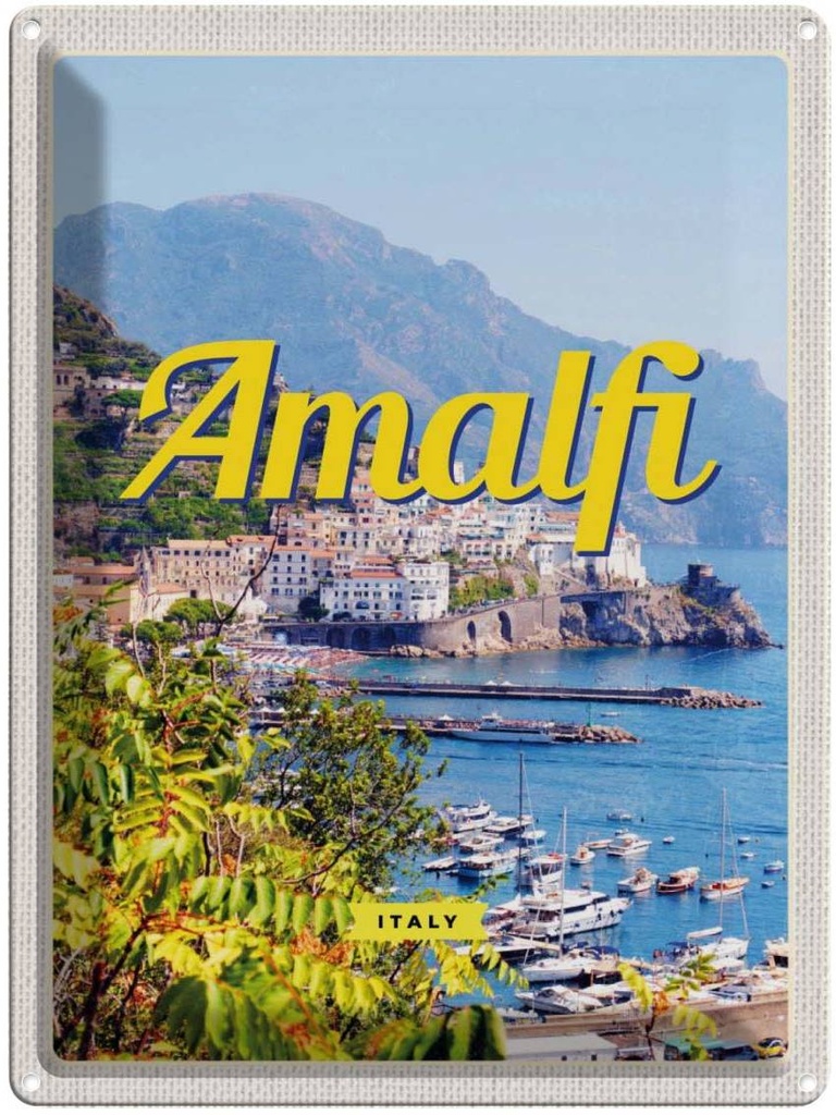 Blechschild 40x30 cm Amalfi ItalyMeerblick Bildmotiv Reisemotiv Abenteuer Reisen Europa Urlaub