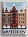 Blechschild 40x30 cm Amsterdam Reiseziel Bildmotiv Reisemotiv Abenteuer Reisen Straße Stadt Urlaub