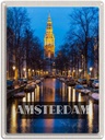 Blechschild 40x30 cm Retro Amsterdam Urlaub Munt Tower Nacht Bildmotiv Reisemotiv Abenteuer Reisen Europa