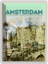 Blechschild 40x30 cm Vintage Kunst Amsterdam Bildmotiv Reisemotiv Abenteuer Reisen Straße Stadt Urlaub