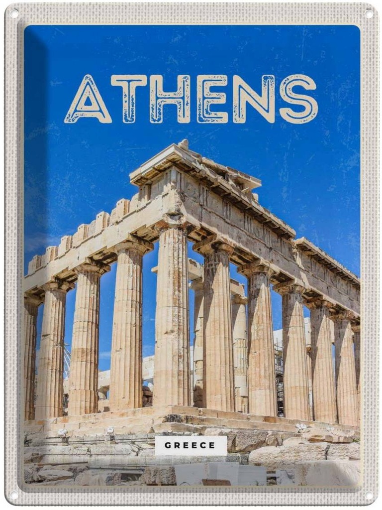 Blechschild 40x30 cm Athen Greece Akropolis Bildmotiv Reisemotiv Abenteuer Reisen Europa Urlaub