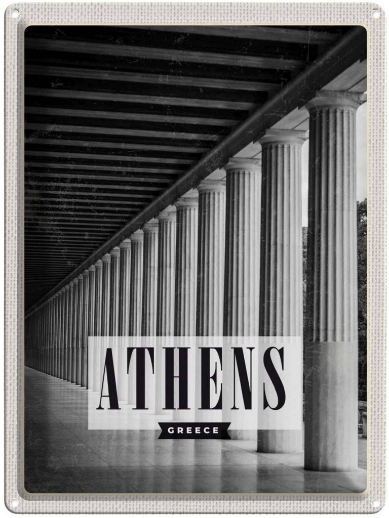 Blechschild 40x30 cm Retro Athens Urlaub Greece Antik Bildmotiv Reisemotiv Abenteuer Reisen Straße Stadt