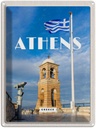 Blechschild 40x30 cm Athens Greece Flagge Akropolis Bildmotiv Reisemotiv Abenteuer Reisen Urlaub