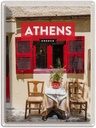 Blechschild 40x30 cm Athens Greece Cafe Fensterläden Bildmotiv Reisemotiv Abenteuer Reisen Urlaub
