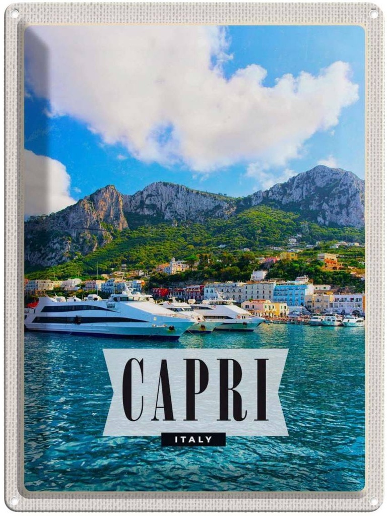 Blechschild 40x30 cm Capri Italy Insel Meer Bildmotiv Reisemotiv Abenteuer Reisen Europa Urlaub