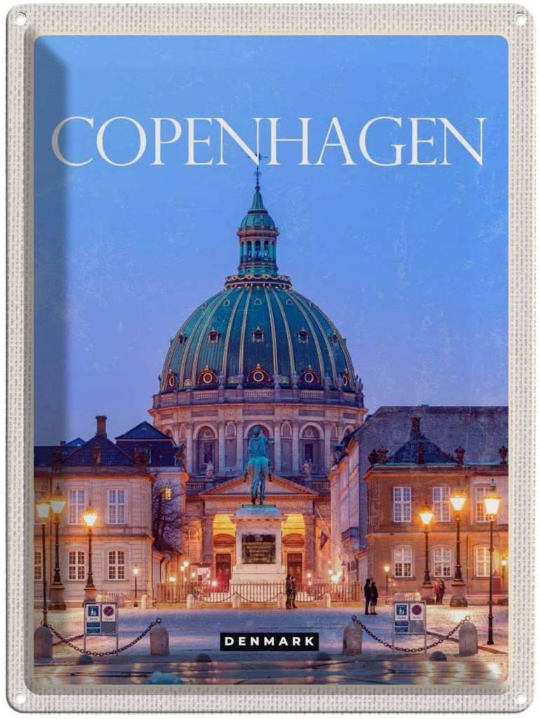 Blechschild 40x30 cm Copenhagen Denmark Amalienborg Bildmotiv Reisemotiv Abenteuer Reisen Europa Urlaub