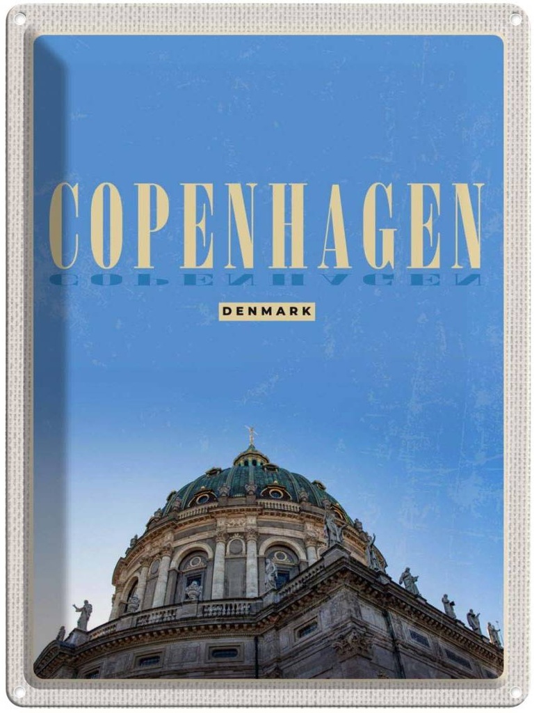 Blechschild 40x30 cm Retro Copenhagen Denmark Schloss Bildmotiv Reisemotiv Abenteuer Reisen Europa Urlaub
