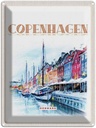 Blechschild 40x30 cm Kunst Copenhagen Urlaub Denmark Boot Bildmotiv Reisemotiv Abenteuer Reisen Straße Stadt