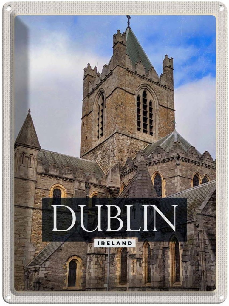 Blechschild 40x30 cm Dublin Ireland Castle Bildmotiv Reisemotiv Abenteuer Reisen England Urlaub