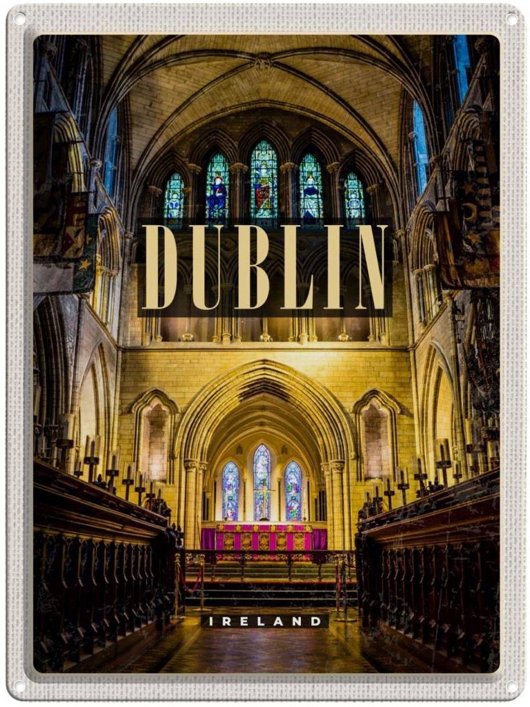 Blechschild 40x30 cm Dublin Ireland Cathedral Bildmotiv Reisemotiv Abenteuer Reisen Straße Stadt Urlaub