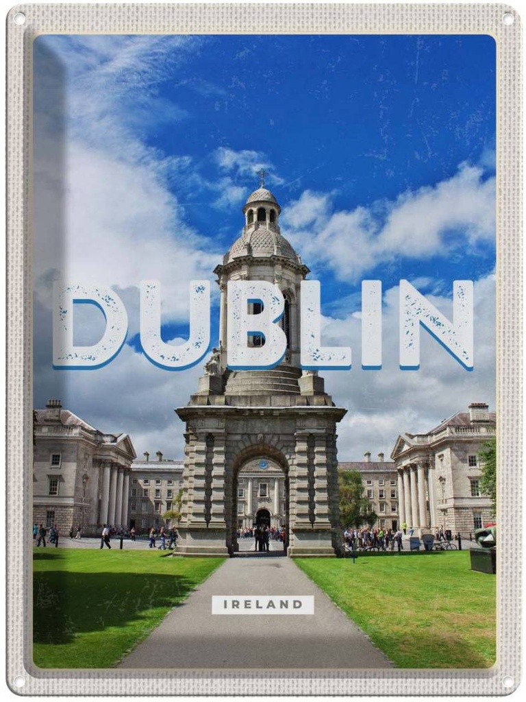 Blechschild 40x30 cm Retro Dublin IrelandStadt Bildmotiv Reisemotiv Abenteuer Reisen Straße Stadt Urlaub
