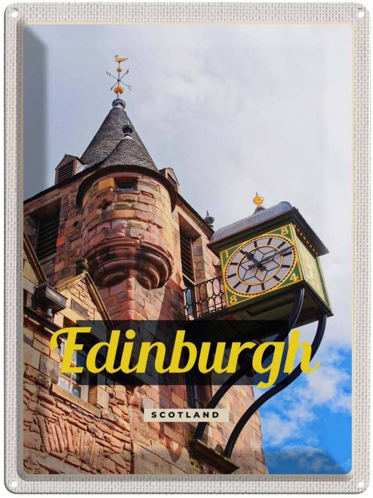 Blechschild 40x30 cm Edinburgh Scotland Altstadt Bildmotiv Reisemotiv Abenteuer Reisen Straße Stadt Urlaub