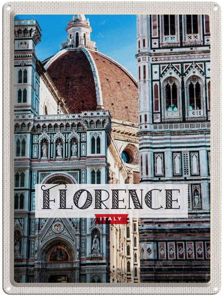 Blechschild 40x30 cm Florence ItalyAltstadt Bildmotiv Reisemotiv Abenteuer Reisen Straße Stadt Urlaub