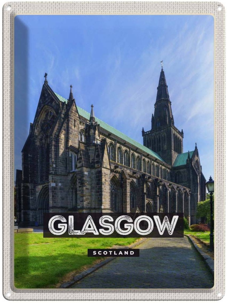 Blechschild 40x30 cm Glasgow Scotland Schloss Bildmotiv Reisemotiv Abenteuer Reisen Europa Urlaub