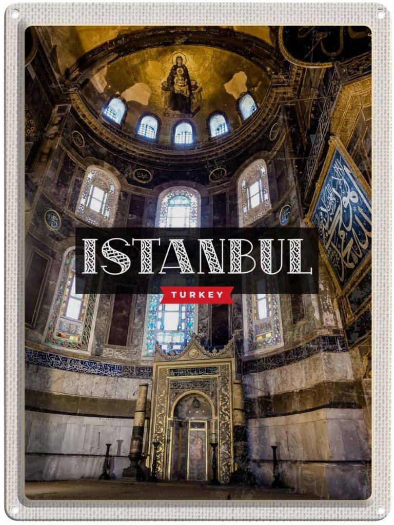 Blechschild 40x30 cm Istanbul Turkey Moschee Bildmotiv Reisemotiv Abenteuer Reisen Straße Stadt Urlaub